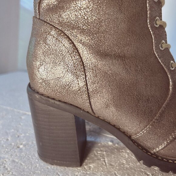 Diba SZ8 Carryn Pewter Metallic combat boots Moto Grunge Goth Steampunk Y2K 80s - Picture 7 of 11